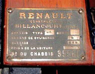 Renault Builders Plate